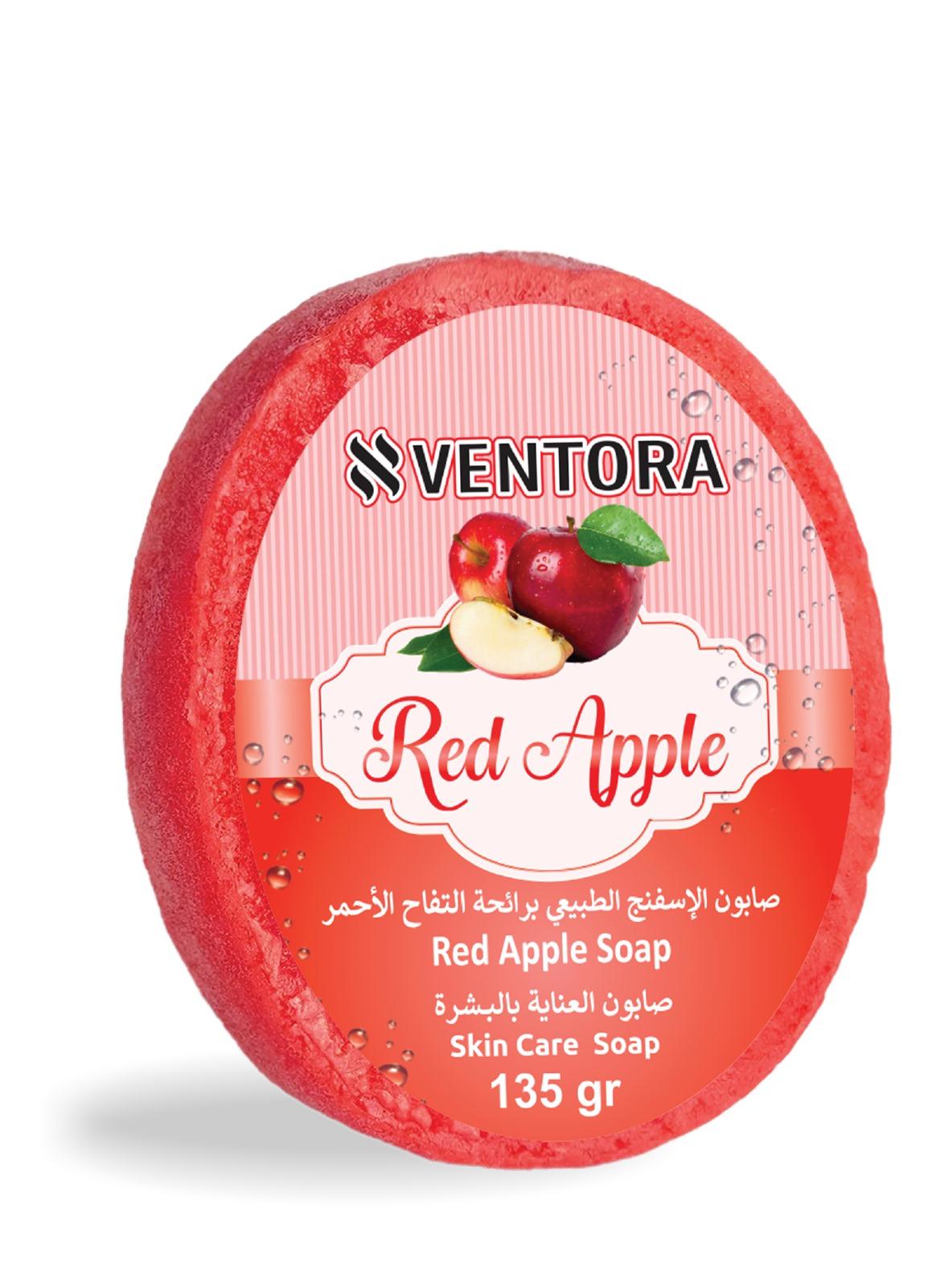 VENTORA Red Apple Natural Sponge Soap - Juicy & Brightening Bar