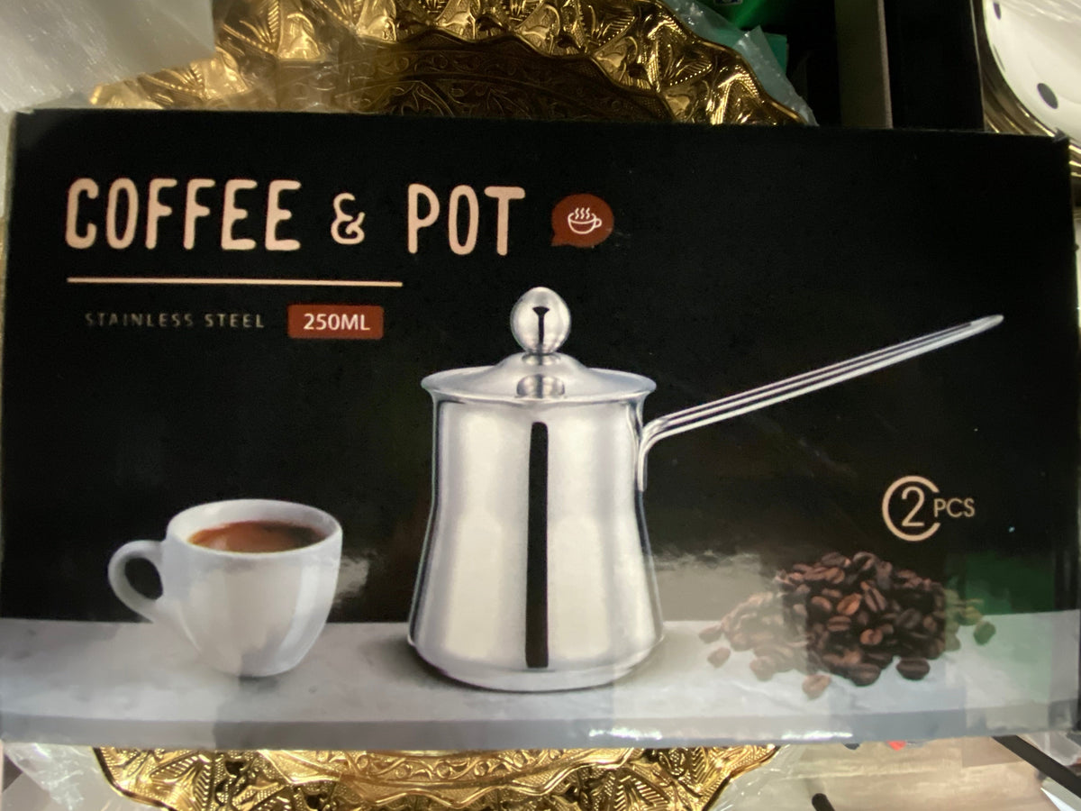 Stainless Steel Turkish Coffee Pot with Lid — Five Sizes