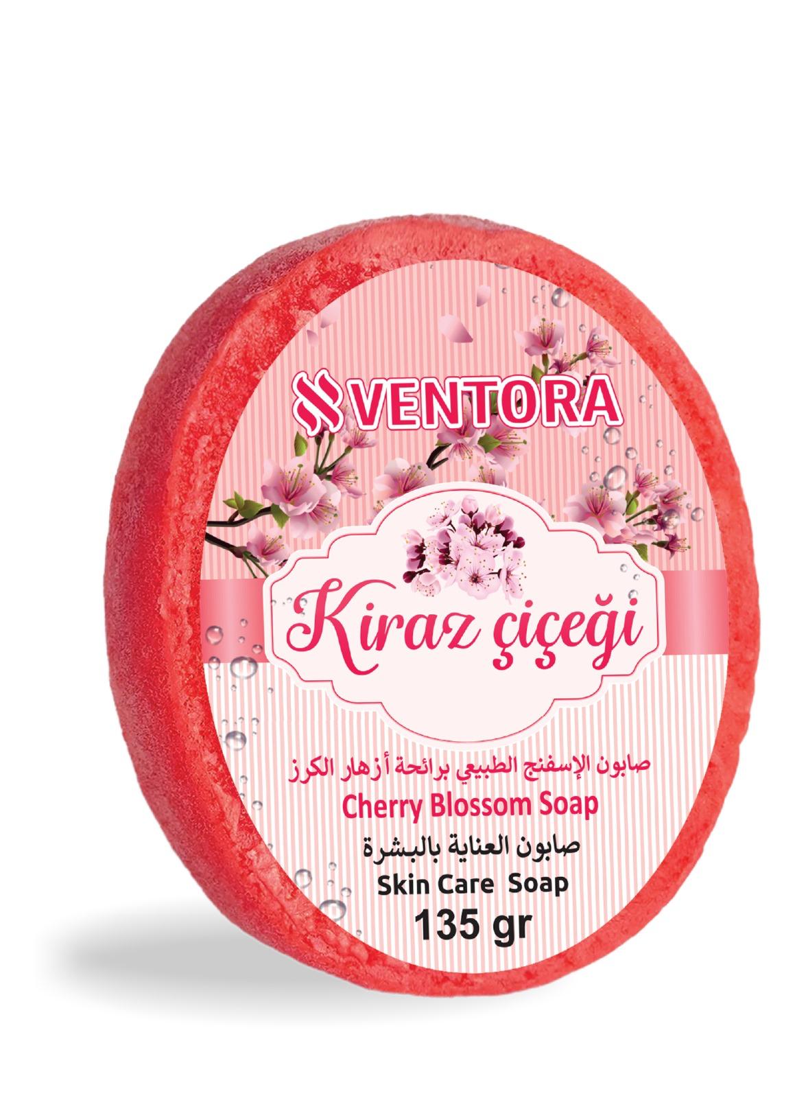 VENTORA Cherry Blossom Natural Sponge Soap - Delicate & Revitalizing Bar