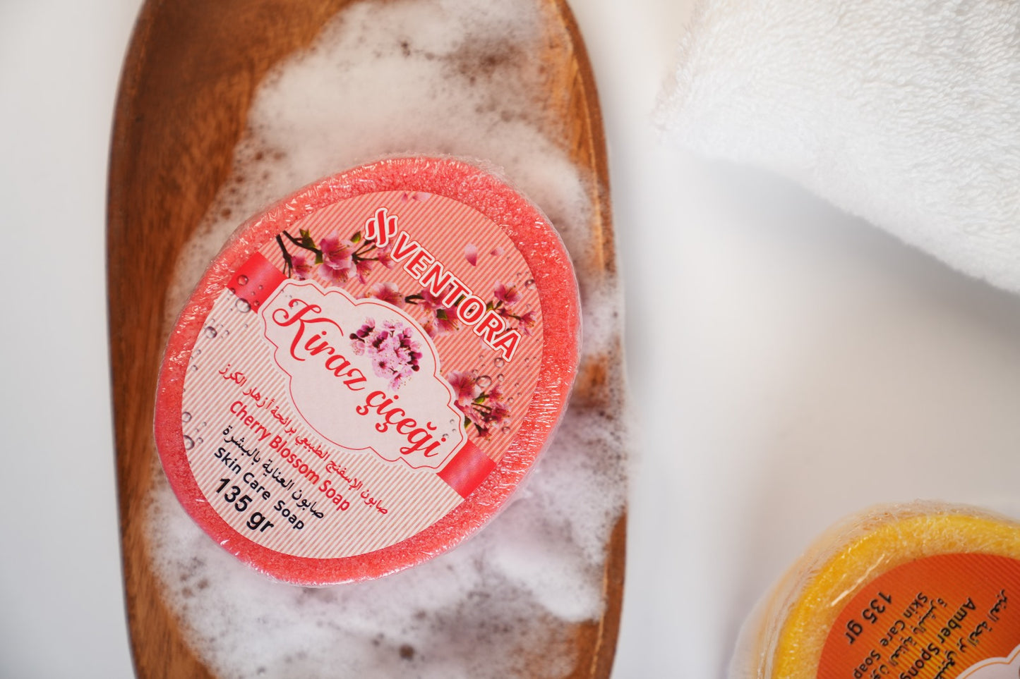 VENTORA Cherry Blossom Natural Sponge Soap - Delicate & Revitalizing Bar
