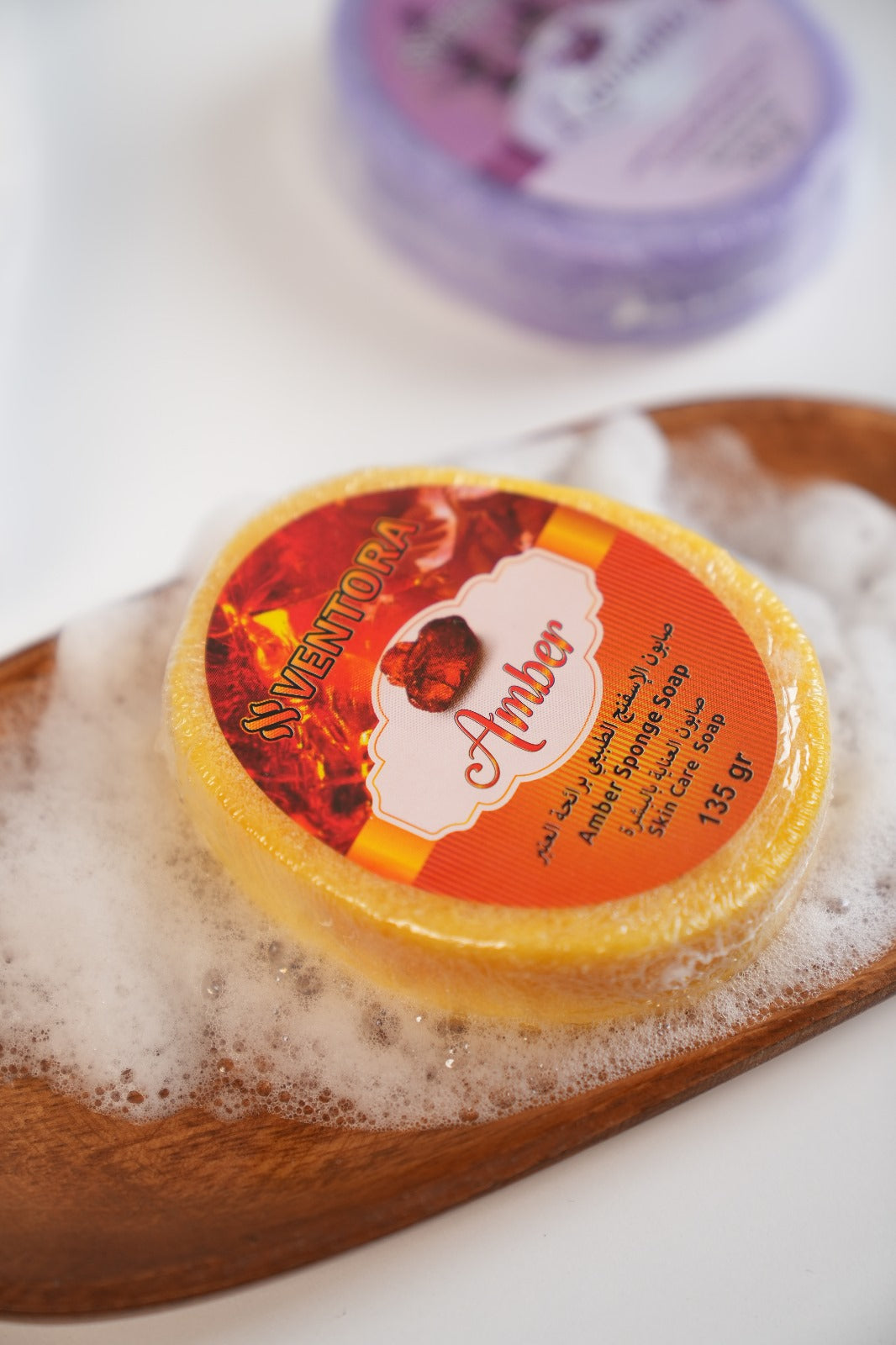 VENTORA Amber Natural Sponge Soap - Warm & Luxurious Bar